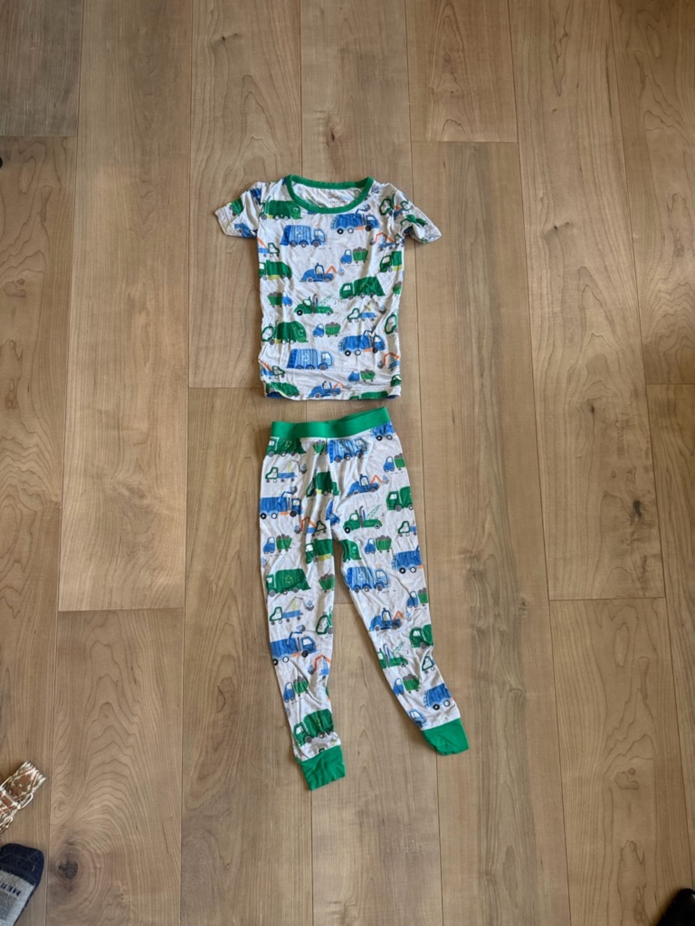 Little Sleepies White, Green & Blue Vehicle Two-Piece Pajama Set
